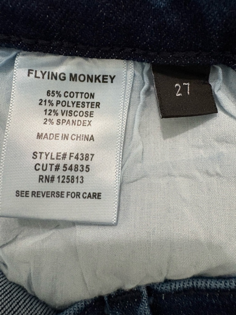 Flying Monkey high-rise, Indigo Bootcut Jean Size 27 - Picture 5 of 6